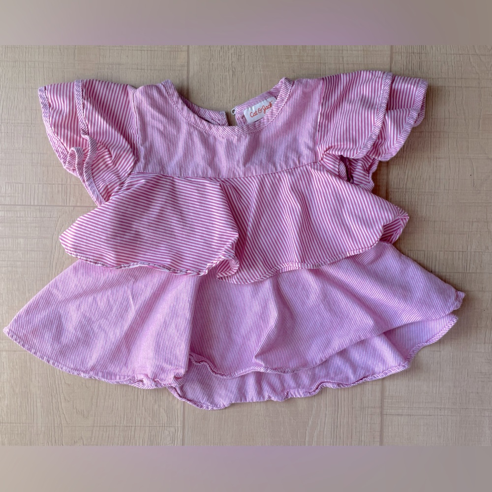 Cat & Jack pink striped tiered ruffle shirt 3t